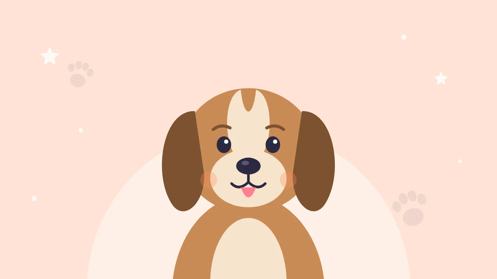Getekende hond op een lichtoranje achtergrond