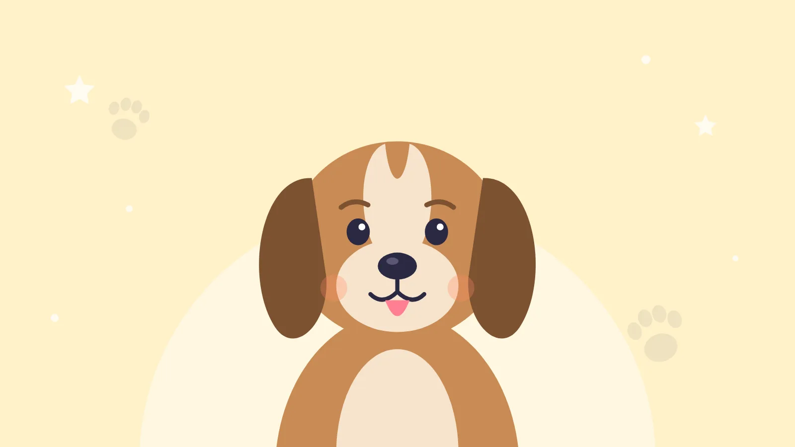 Getekende hond op een lichtgele achtergrond